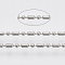 Brass Ball Chains, Ball-Bar Style, Round and Oval, Long-Lasting Plated, Soldered, with Spool, Cadmium Free & Nickel Free & Lead Free, Platinum, 2.5x1.5mm and 1.5mm, about 301.83 Feet(92m)/roll