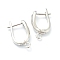U Shape Brass Hoop Earring Findings with Latch Back Closure, with Horizontal Loop, Long-Lasting Plated, Platinum, 21x13x5.5mm, Hole: 1.5mm, Pin: 1mm