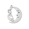 304 Stainless Steel Pendants, Moon with Clown Charm, Laser Cut, Anti-Tarnish, Stainless Steel Color, 27.5x21x1.5mm, Hole: 1.5mm