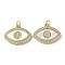 Brass Micro Pave Cubic Zirconia Pendants, Cadmium Free & Lead Free, with Shell, Eye, Real 18K Gold Plated, 15.5x20x3mm, Hole: 3mm