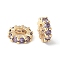Brass Micro Pave Cubic Zirconia Beads, Cadmium Free & Nickel Free & Lead Free, Wheel Shape, Real 18K Gold Plated, Medium Purple, 8x2mm, Hole: 3.8mm