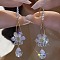 Zinc Alloy Crystal Rhinestone Dangle Earrings, Flower with Teardrop, Golden, 40x18mm