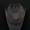 Bohemian Style Glass Seed Beaded Multilayer Necklaces & Teardrop Dangle Earrings Sets, Alloy Jewelry Sets, Coffee, 480mm