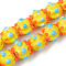 Handmade Lampwork Beads Strands, Bumpy, Corrugated Beads, Round, Yellow, 14x14x12mm, Hole: 1.5mm, about 45pcs/strand, 25.20 inch(64cm)