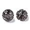 Brass Micro Pave Cubic Zirconia Beads, Round, Clear, Gunmetal, 10mm, Hole: 1.2mm
