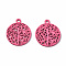 Spray Painted Alloy Pendants, Cadmium Free & Nickel Free & Lead Free, Branch, Cerise, 22x18.5x2mm, Hole: 1.6mm