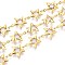 Brass Star Link Chains, with Glass, Soldered, with Spool, Long-Lasting Plated, Star, Golden, Clear, 14x11x3mm, about 32.81 Feet(10m)/Roll