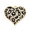 Brass Micro Pave Cubic Zirconia Pendants, Emanel Leopard Heart, Rack Plating, Long-Lasting Plated, Lead Free & Cadmium Free, Real 18K Gold Plated, 22x25x4.5mm, Hole: 1.8mm
