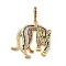 Rack Plating Brass Micro Pave Cubic Zirconia Pendants, Long-Lasting Plated, Lead Free & Cadmium Free, Real 18K Gold Plated, Leopard, Colorful, 37x36x7mm, Hole: 4.5x12mm