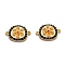 Brass Links Conectors, Long-Lasting Plated, with Enamel, Flat Round, Real 18K Gold Plated, 19.5x13x2mm, Hole: 1.2mm