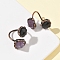 Natural Amethyst & Obsidian Rings, Red Copper Brass Cuff Rings, 18mm