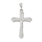 Brass Pendants, Cadmium Free & Lead Free, Crucifix Cross with Jesus Charms, Platinum, 44.5x30x3.2mm, Hole: 5x3mm