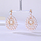 Imitation Pearl Teardrop Dangle Stud Earrings, Real 18K Gold Plated Alloy Drop Earrings, White, 55x35mm