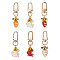 6Pcs 6 Styles Alloy Enamel Pendant Swivel Keychain, Rabbit & Carrot, Light Gold, Mixed Color, 5.7~5.8cm, Pendant: 23~24.5x16.5~18.5x1mm, 1pc/style
