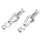 Brass Micro Pave Clear Cubic Zirconia Fold Over Clasps, Nickel Free, Twist Oval, Real Platinum Plated, Oval: 19x12x5mm, Clasp: 15x7x7mm, Inner Diameter: 5mm