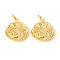 Brass Pendants, Textured, Flat Round with Constellation/Zodiac Sign, Real 18K Gold Plated, Capricorn, 31.5~34x28~29x3~4mm, Hole: 6x4mm