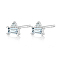 S925 Sterling Silver Rectangle Stud Earrings, with Clear Cubic Zirconia, Silver, 4.5x0.05mm