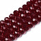 Glass Beads Strands, Faceted, Rondelle, Dark Red, 2.9~3.3x2mm, Hole: 0.8mm, about 144~150pcs/strand, 35~37cm
