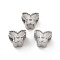 304 Stainless Steel European Beads, Big Hole Beads, Stainless Steel Color, Butterfly, 7.5x10x7.5mm, Hole: 4.5mm