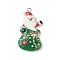 Opaque Resin Pendants, Christmas Charms, with Platinum Tone Iron Loops, Santa Claus, 38.5x20.5x6mm, Hole: 1.8mm