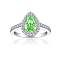 925 Sterling Silver Micro Pave Cubic Zirconia Plain Band Rings, Real Platinum Plated, Teardrop, Lime, Inner Diameter: 17.4mm
