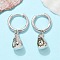 Brass Cubic Zirconia Hoop Earrings, Lead Free & Cadmium Free, Platinum, Pear, 27x7.5mm