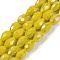 Opaque Solid Color Electroplate Glass Beads Strands, AB Color Plated, Faceted, Teardrop, Champagne Yellow, 8x6mm, Hole: 1.2mm, about 65~67pcs/strand, 20.08 inch(51cm)