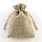Polyester Imitation Burlap Packing Pouches Drawstring Bags, Tan, 18x13cm