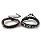 PU Leather & Waxed Cords Triple Layer Multi-strand Bracelets, Adjustable Bracelet with Alloy Spikes, Mixed Color, Inner Diameter: 2-1/8~3-1/4 inch(5.5~8.4cm)