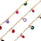 Handmade Brass Cable Chains, with Cubic Zirconia Charms, Soldered, Spool, Flat Round, Real 18K Gold Plated, 2x1.7x0.2mm, about 16.4 Feet(5m)/roll