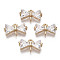 Brass Micro Pave Cubic Zirconia Links Connectors, Bowknot, Long-Lasting Plated, Light Gold, Clear, 7x12x3.5mm, Hole: 1.2mm