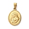 201 Stainless Steel Pendants, Virgin Mary, Religion Charms, PVD Vacuum Plating, Golden, Oval, 24x17x2mm, Hole: 6.5x3mm