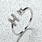 Brass Micro Pave Cubic Zirconia Cuff Rings for Women, Open Rings, Platinum, Letter H, Inner Diameter: 16~19mm