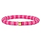 Polymer Clay Heishi Surfer Stretch Bracelet with 304 Stainless Steel Beaded, Preppy Bracelet, Flamingo, Inner Diameter: 2 inch(5.2cm)