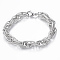Tarnish Resistant 304 Stainless Steel Rope Chain Bracelets, with Lobster Claw Clasps, Stainless Steel Color, 7-1/2 inchx3/8 inchx1/8 inch(190x8x1.5mm)