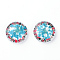 Handmade Glass Flat Back Cabochons, with Dried Flowers, Dome, Deep Sky Blue, 16x5mm