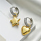 Alloy Micro Pave Clear Cubic Zirconia Two Tone Hoop Earrings, Platinum & Golden, Mixed Shapes, 28mm
