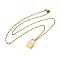 304 Stainless Steel Rolo Chain Pendant Necklaces, Padlock Necklaces for Women Men, Locks with Letter, Letter F, 17.64 inch(44.8cm)