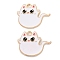 Halloween Alloy Enamel Pendants, Light Gold, Ghost Cat Charm, White, 21.5x26x1.5mm, Hole: 1.5mm