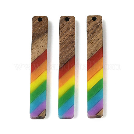 Подвески Pride на тему радуги из смолы и орехового дерева WOOD-K012-06A-1