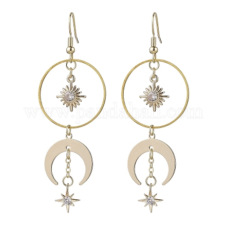 Серьги с подвесками из латуни с фианитами EJEW-TA00406-1