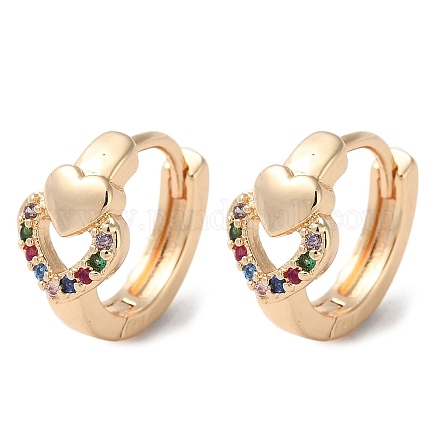 Серьги-кольца из латуни с микропаве и стойким цирконием EJEW-P238-10KCG-1