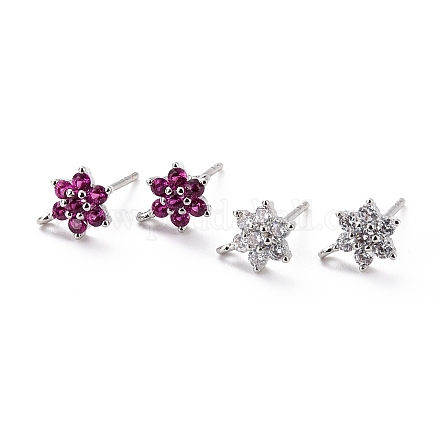 Латунь микро проложить кубические серьги из циркония ZIRC-C027-14P-RS-1