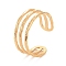 Ion Plating(IP) 304 Stainless Steel Triple Line Open Cuff Ring for Women, Golden, US Size 9(18.9mm)