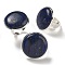 Natural Lapis Lazuli Round Adjustable Rings, Lead Free & Cadmium Free, Silver Plated Brass Finger Rings for Women Men, Round: 28mm, Inner Diameter: 18mm