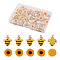60pcs 2 style Opaque Resin Pendants, with Platinum Plated Iron Loop, Bees & Flower, Mixed Color, 16~25x4.5~15mm, hole: 1.2mm