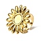 Adjustable 304 Stainless Steel Open Cuff Ring Components, Bezel Cup Ring Settings, Flower, Ion Plating(IP), Real 18K Gold Plated, Tray: 8mm, Inner Diameter: 18mm, Flower: 25.5mm
