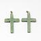 Natural Jade Gemstone Pendants, with Brass Findings, Cross, 38~40x25~26x5~6mm, Hole: 5x2mm