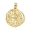 Brass Micro Pave Clear Cubic Zirconia Pendants, Cadmium Free & Nickel Free & Lead Free, Flat Round, Coin Medal, Real 18K Gold Plated, 20.5x17.5x2mm, Hole: 4.5x3mm