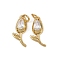 Brass Micro Pave Cubic Zirconia Pendants, Flower Charms, with Jump Ring, Long-Lasting Plated, Cadmium Free & Lead Free, Rack Plating, Real 18K Gold Plated, 17x8x4mm, Hole: 3mm